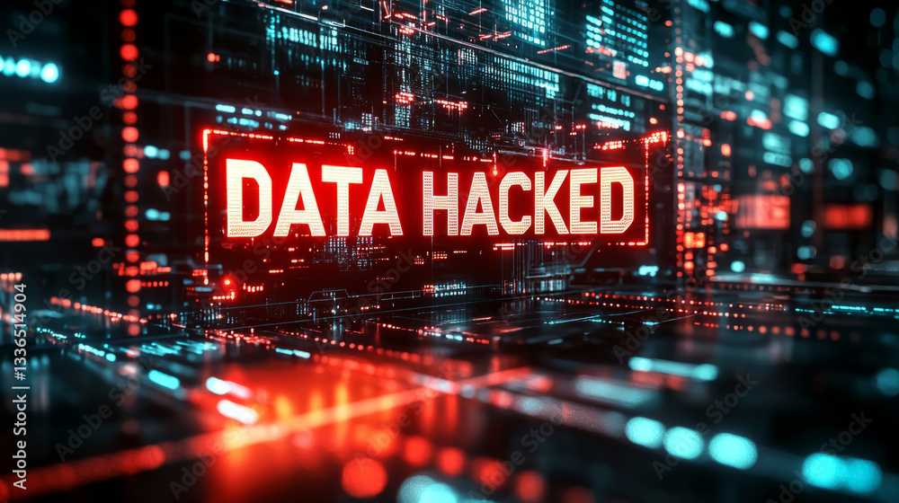 Cybersecurity breach and data hacking warning