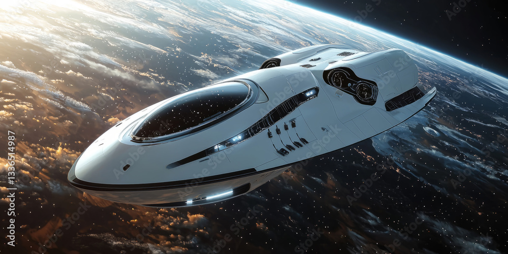huge spaceship near a distant exoplanet