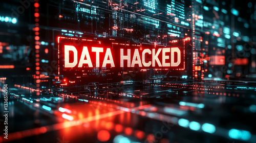 Obraz na płótnie Cybersecurity breach and data hacking warning w salonie
