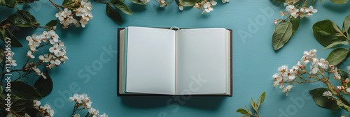 Obraz na płótnie Open Journal with Flowers and Soft Lighting w salonie