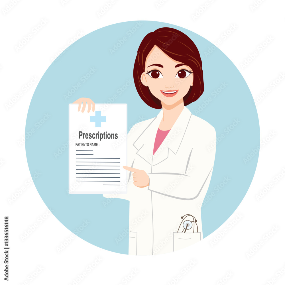Female doctor or Pharmacist holding a medical prescription Female doctor or Pharmacist holding a medical prescription