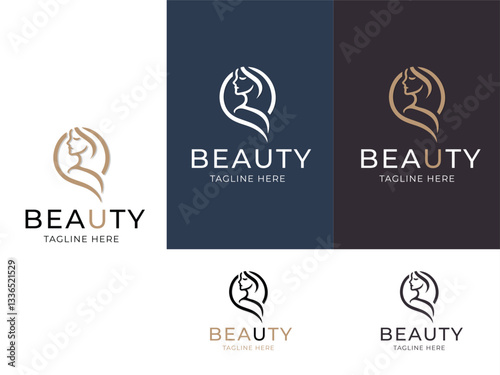 Minimalist beauty logo featuring a stylish female silhouette. Perfect for salons, spas, cosmetics, skincare, and fashion branding.