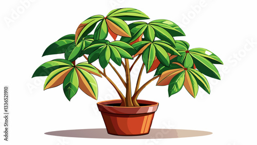 Houseplant - yang Schefflera a potted plant isolated over white