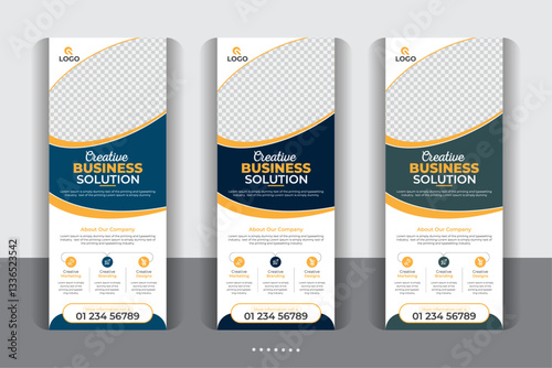 Creative modern unique layout Large size vertical display banner, Modern and stylish rollup banner design, luxury creative rollup, unique pull up banner template design.
