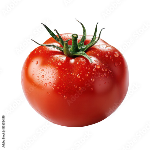Juicy red tomato isolated on transparent background