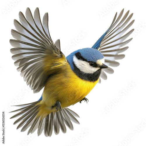 [Transparent Background PNG]Eurasian Blue Tit in Flight