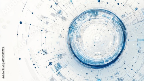 Abstract digital eye in white background, futuristic design, possible use for technology or science