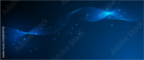Vector digital datum, molecule background. Big Data, hi tech technology, light line design. Illustration modern network datum system, cyber space, communication internet, futuristic connection concept