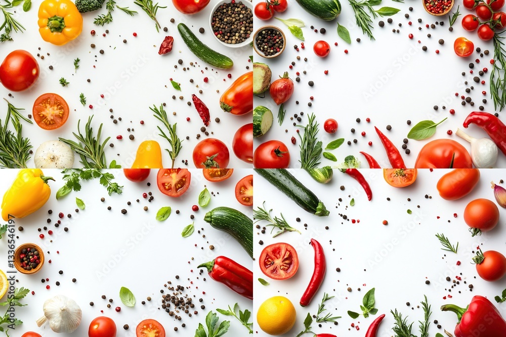 Fresh vegetables and spices collage. Fresh vegetables and spices collage.