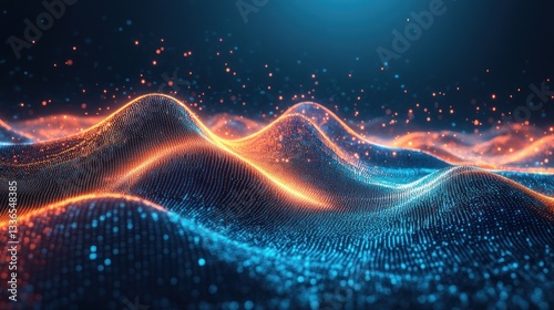 Abstract glowing wave of particles.