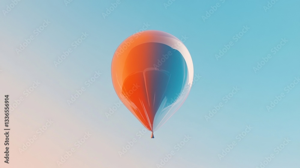 Fototapeta premium A shiny colorful balloon floating against a clear blue sky.