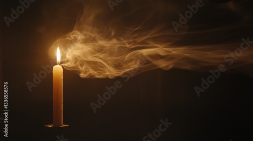 A gentle haze of smoke drifting from a candle in a quiet room.