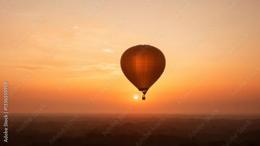 Naklejka premium A single balloon drifting away into the sky during a festival.