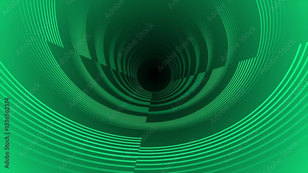 Turquoise color rotating  multiple parallel lines 3d depth tunnel modern design dark loop able technological background