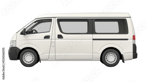 White commercial van isolated on transparent background with clipping path