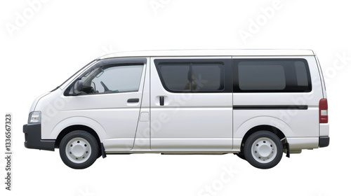 White commercial van isolated on transparent background with clipping path