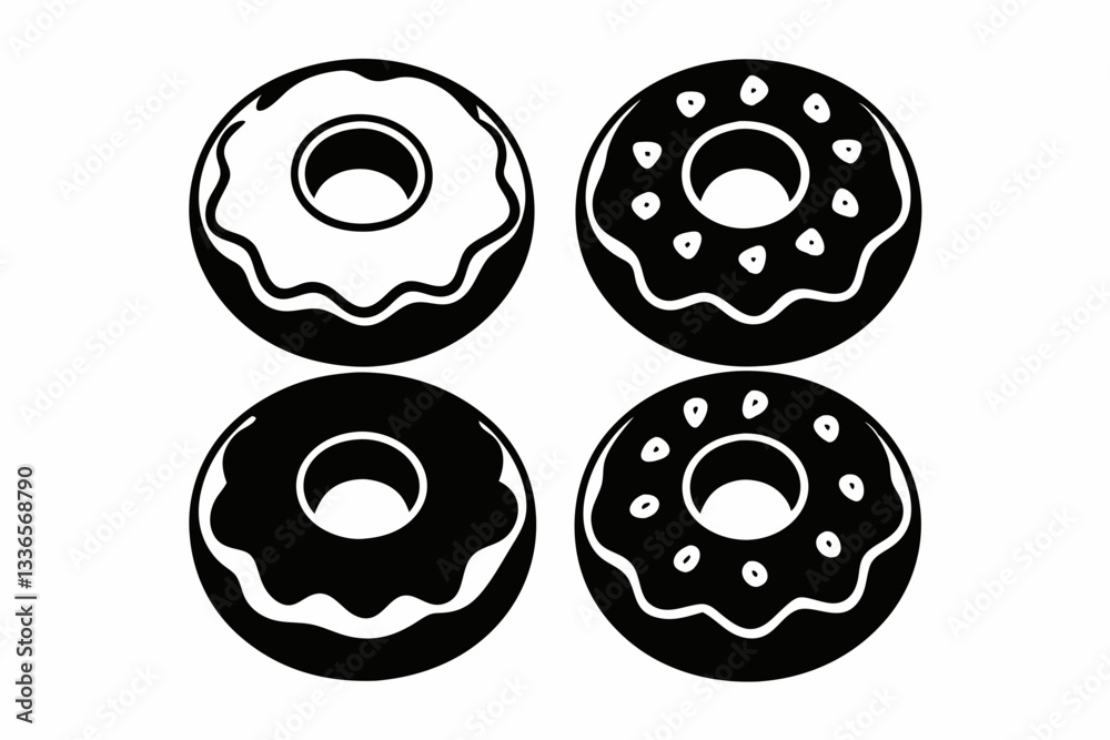 Fototapeta premium donut set line art silhouette vector illustration