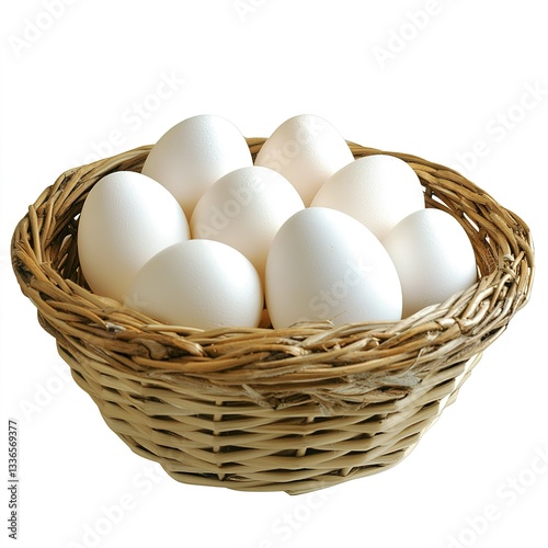 Wallpaper Mural Eggs in basket. Brown chicken egges on wooden vintage table. Fresh egg on morning breakfast. fried egg isolated Torontodigital.ca