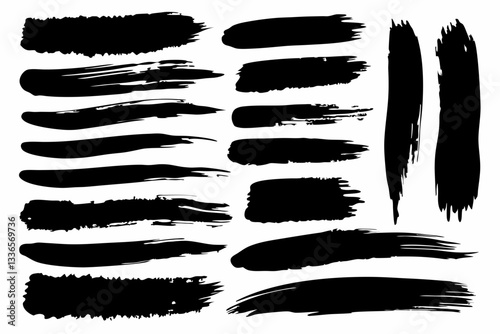 diverse range of black paint brush strokes