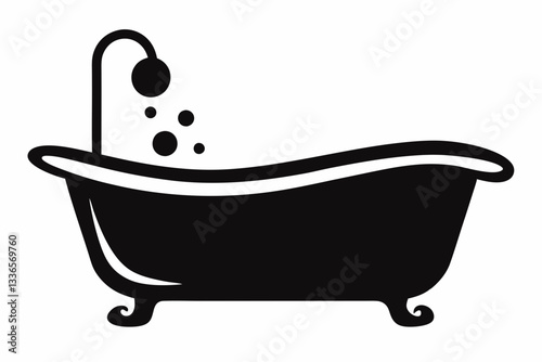 baby bathtub line art silhouette vector illustration