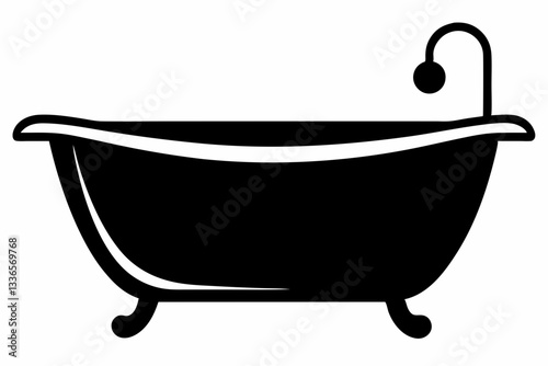 baby bathtub line art silhouette vector illustration