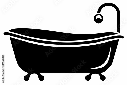 baby bathtub line art silhouette vector illustration