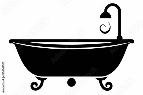 baby bathtub line art silhouette vector illustration