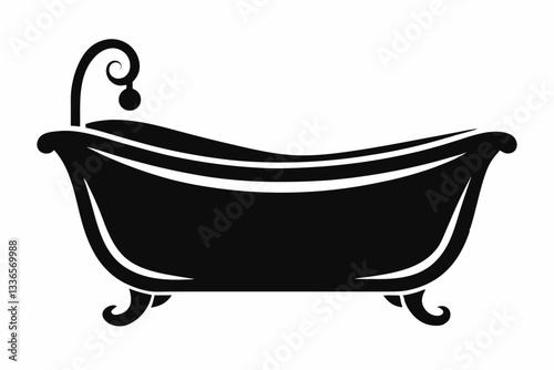 baby bathtub line art silhouette vector illustration