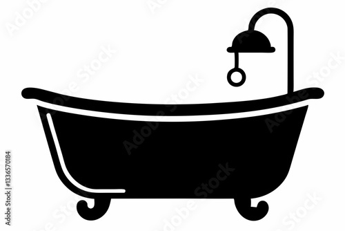 baby bathtub line art silhouette vector illustration