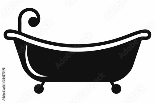 baby bathtub line art silhouette vector illustration