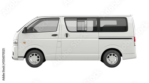 White commercial van isolated on transparent background with clipping path