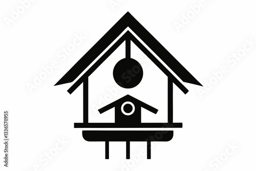 birdhouse icon line art silhouette vector illustration