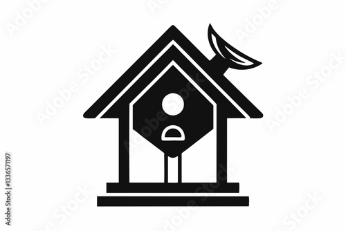 birdhouse icon line art silhouette vector illustration