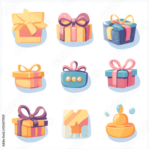 Gift Boxes Illustration with Bows and Ribbons for Celebrations