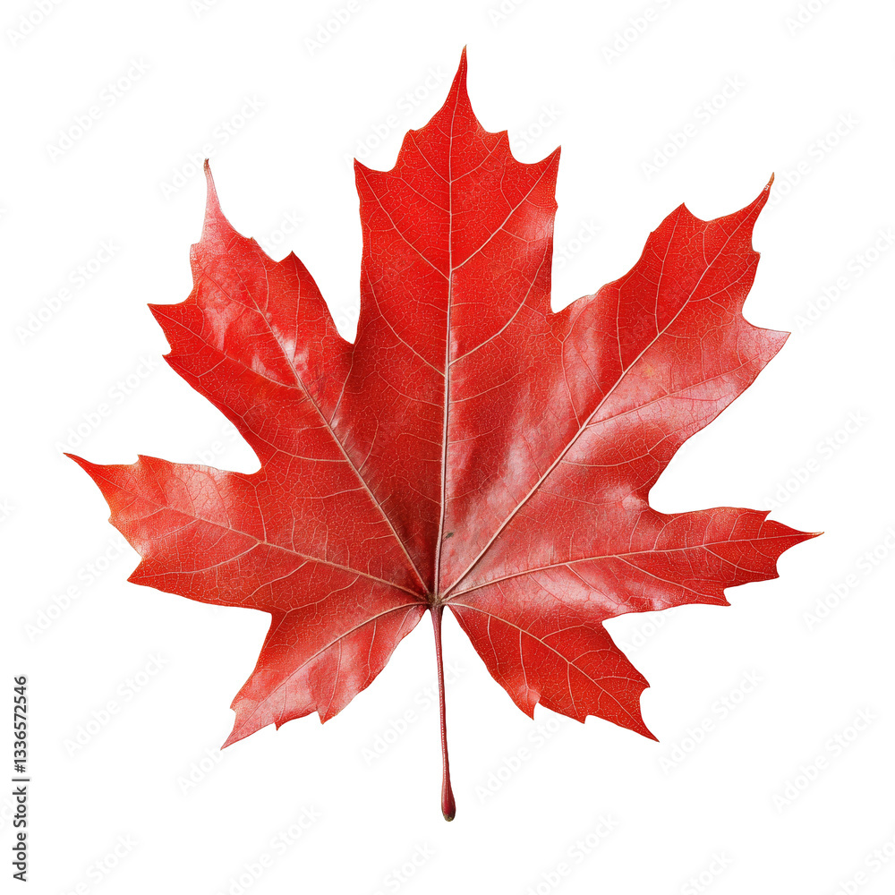 Fototapeta premium [Transparent Background PNG]Vibrant Red Maple Leaf Closeup