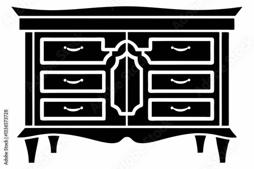 dresser line art silhouette vector illustration