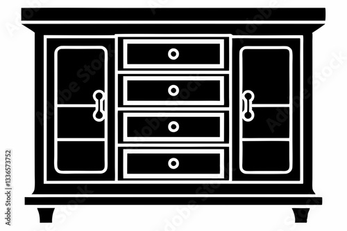 dresser line art silhouette vector illustration