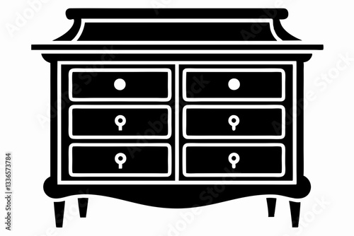 dresser line art silhouette vector illustration