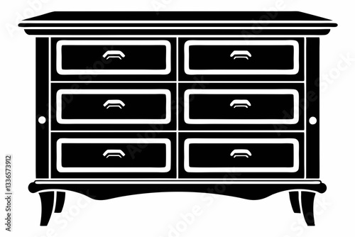 dresser line art silhouette vector illustration
