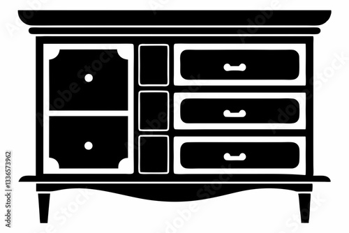 dresser line art silhouette vector illustration