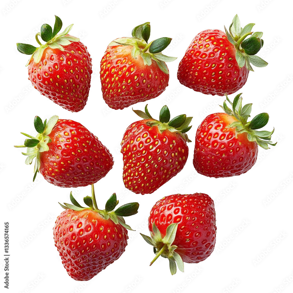 [Transparent Background PNG]Fresh Strawberries in a Creative Arrangement