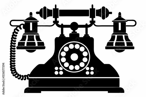 old telephone line art silhouette vector illustration