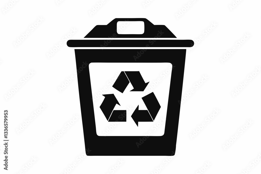 recycle bin icon line art silhouette vector illustration recycle bin icon line art silhouette vector illustration
