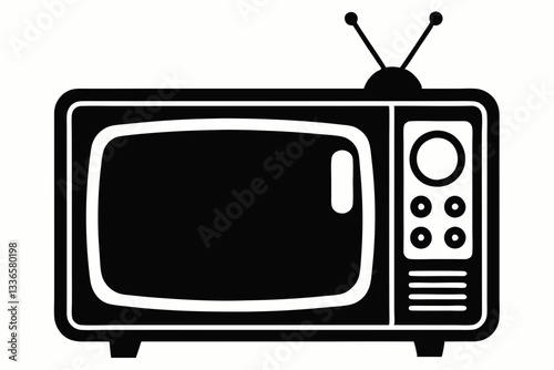 retro tv line art silhouette vector illustration