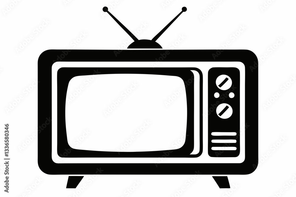 retro tv line art silhouette vector illustration retro tv line art silhouette vector illustration