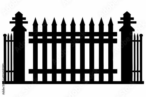 set of fence line art silhouette vector illustration