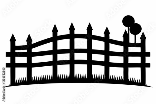 set of fence line art silhouette vector illustration