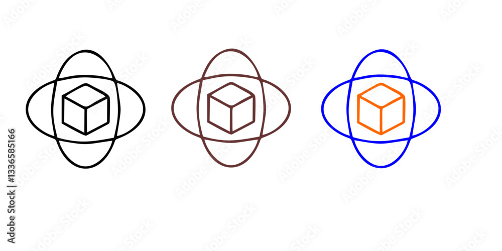 Fototapeta premium Metaverse, Virtual and Augmented reality tech icon set. User Engagement with VR and AR Environments, Vector outline thin line illustrations for Digital Reality and Immersive Technology