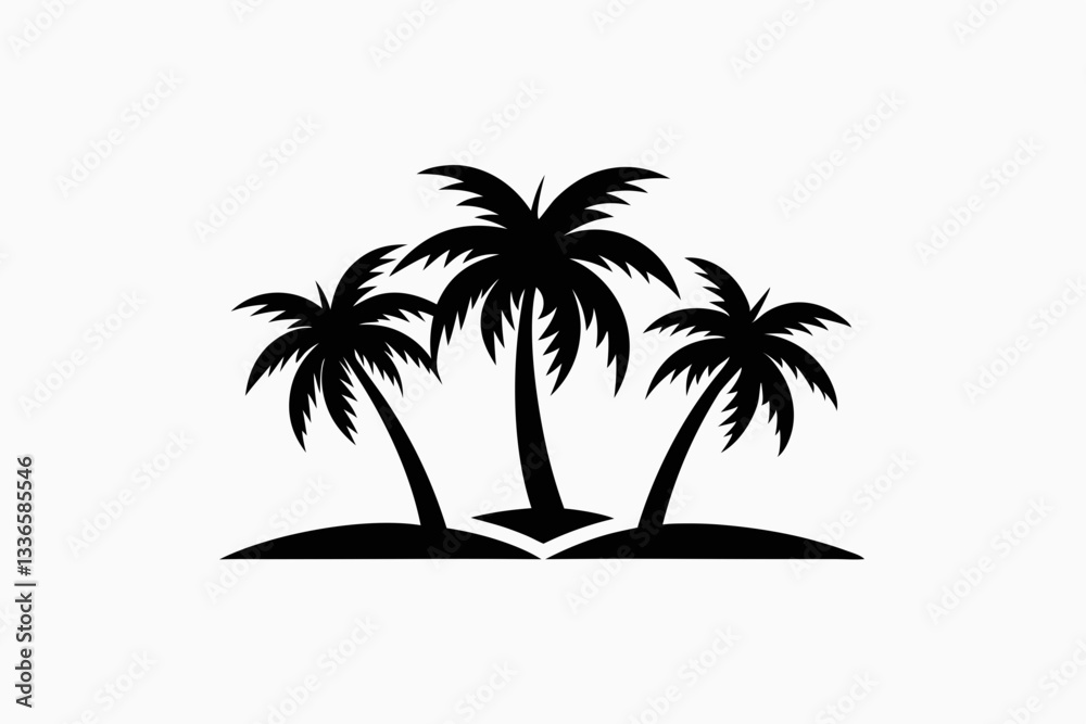 three pam trees line art silhouette vector illustration three pam trees line art silhouette vector illustration