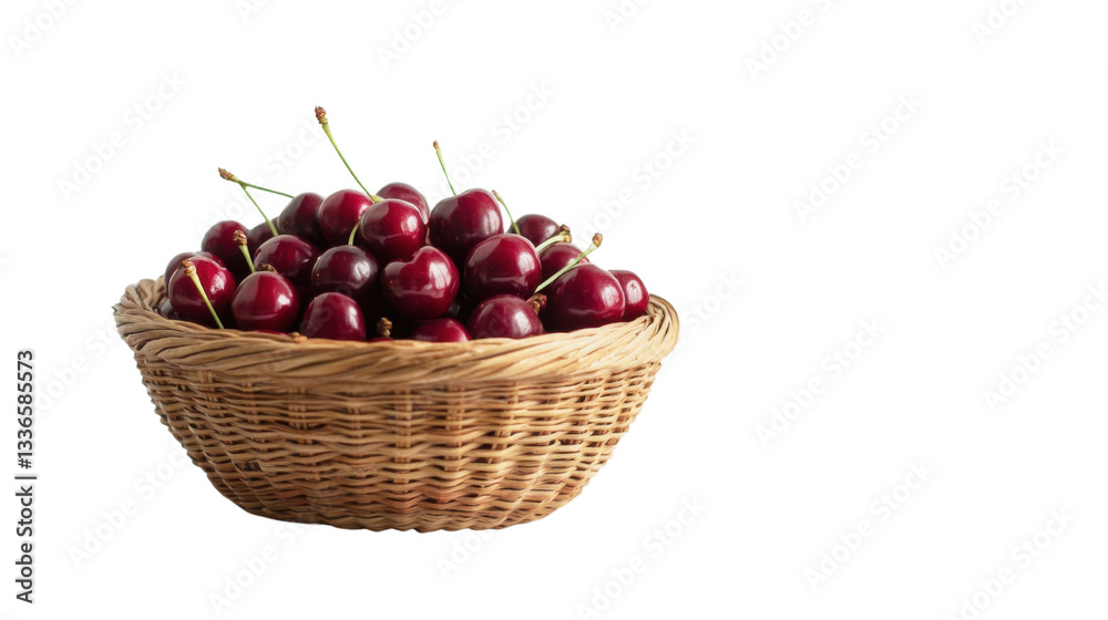 cherries in a basket isolated on white background cherries in a basket isolated on white background